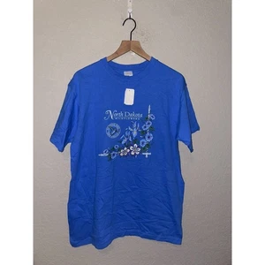 Camisa De Colección Dakota del Norte Flor Silvestre Colibrí Flor Azul Camiseta Años 90 De Colección Grande - Imagen 1 de 11