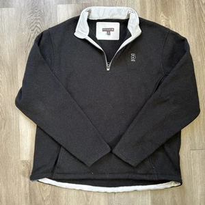 Peter Millar Crown Sport Mens XL Black 1/4 Zip Pullover Fleece Sweater Shirt - Picture 1 of 12