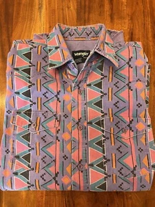 Camisa para hombre Wrangler X-Long Tails Azteca Cepillo Popper Hecha en EE. UU. - Imagen 1 de 7