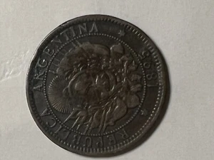 1895 Argentina 2 Centavos world Bronze coin  - Picture 1 of 2