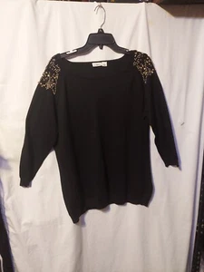 CATO Black X LARGE Pullover Beaded Sweatshirt Top - Picture 1 of 6