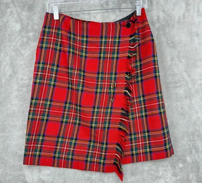 复古 Rafaella 裙子女式 8 羊毛西部格纹格子条纹学院风 — 第 1/4 张图片