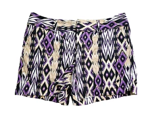Inc Beach Womens Purple Geo Print Stretchy Zip Up Shorts Cruise Wear Size 16 - Picture 1 of 7