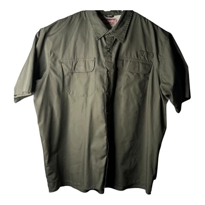Wrangler Relaxed Short Sleeve Button Up Collared Pocket Green Size 2XL - Image 1 of 4