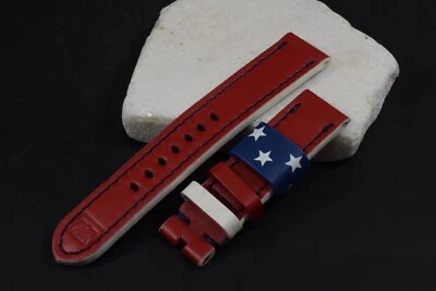 CORREA DE RELOJ MA 20/20 130/80 MM OLÍMPICA EE. UU. ESTADOS UNIDOS CORREA DE CUERO ROJO 476 Foto 1 de 4