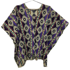 Alpaca Ruana Shawl Poncho One Button Unisex One Size Andes Ecuador Purple - Picture 1 of 5