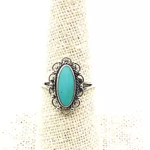 Sterling Silver Southwest Style Turquoise Ladies Ring Size 8 New - Picture 1 of 6