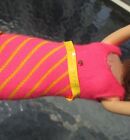 Vintage Francie Flip Doll Pink Yellow Striped Swimsuit #1170 HTF 1969