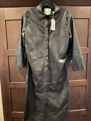 Camisa de cuero vegano negro Elie Tahari talla 14 venta al por menor $375 NUEVO compra ahora $150 Foto 1 de 4
