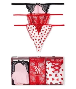 NEW! 3 PAIRS VICTORIA SECRET VERY SEXY V STRING THONG PANTY BOX GIFT SET S - Picture 1 of 1