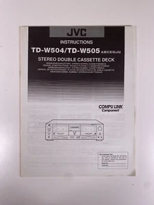 Instrucciones estéreo de doble cubierta de casete JVC TD-W504/TD-W505 A/B/C/E/G/J/U - En muy buena condición - Imagen 1 de 3