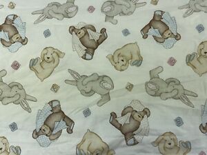 VTG Carters Baby Crib Sheet Peek-a-Boo Animals Bed Blanket Bunny Puppy Bear