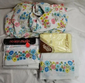 De Colección Sábana/Mezcla Funda de Almohada Subvenciones SIN HIERRO MUSELINA FLORAL Doble Hoja Plana 1022 - Imagen 1 de 6