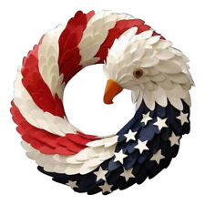 USA Flag Eagle Wreath for Front Door - Patriotic 4th of July Decoration-RL