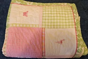 Pottery Barn Full Patchwork Quilt 84" L×70"W Butterflys, Flowers & Flamingo Kids - Picture 1 of 9