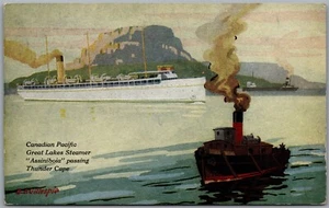 Postcard Thunder Bay Ontario Canadian Pacific Great Lakes Steamer Assiniboia A/S - Picture 1 of 2