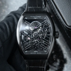 Franck Muller Vanguard V45 Skeleton Black PVD Titanium 7 Days Set Men's Watch - Picture 1 of 11