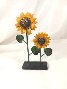 "Soporte para fotos/notas de metal girasoles dorado-amarillo y verde en soporte de 7" - Imagen 1 de 8