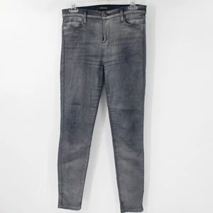 J Brand pants Women's 28 Silver Midnight Metallic Alana Skinny Mid Rise coated - Picture 1 of 12