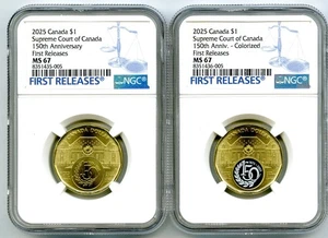 2025 $1 CANADA NGC MS67 SUPREME COURT LOON LOONIE DOLLAR MATCHED 2-COIN SET - Picture 1 of 2