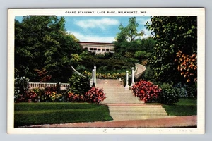 Milwaukee WI-Wisconsin, Lake Park Grand Stairway, Antique Vintage Postcard - Picture 1 of 2