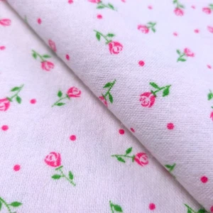 Tela de franela de algodón con estampado de rosas rosadas pequeñas 45" por yarda tela de manta floral - Imagen 1 de 8