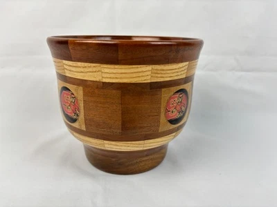 Maceta de marquetería con incrustación de madera NC State Wolfpack NCSU pieza rara de colección Foto 1 de 4