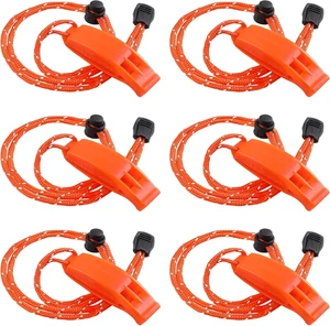 6PCS Safety Survival Whistles with Adjustable Reflective orange - Picture 1 of 6