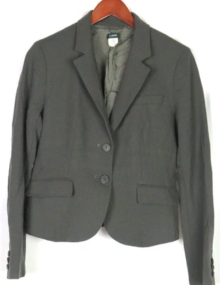 Blazer para mujer J.CREW 100 % lana oliva oscuro carrera oficina 2 botones talla 10 Foto 1 de 4