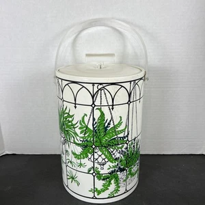 Georges Briard Eiskübel Botanische Pflanzen Weiß Grün Vinyl Lucite Griff Farne - Bild 1 von 7