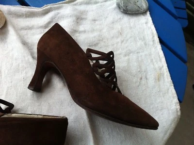 *** LA SCARPA *** moda italiana Beaux escarpins Daim Marron T 36 - Photo 1/4