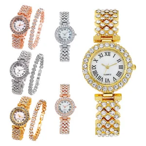 2pcs Luxury Women Watch Set Rhinestone Strap Ladies Quartz Wristwatch Bracelet - Picture 1 of 18