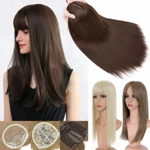 Topper As Real Human Bangs Toupee For Women Full Head Clip In Hair Extensions UK - Picture 1 of 96