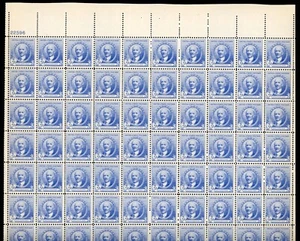 United States 1940 Daniel Chester French Scott# 887 Complete Sheet Mint XF OG NH - Picture 1 of 2