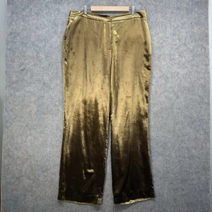Hobbs London Velvet Trousers Women’s Uk 16 Gold Wide Leg Pockets Button Zip - Picture 1 of 14