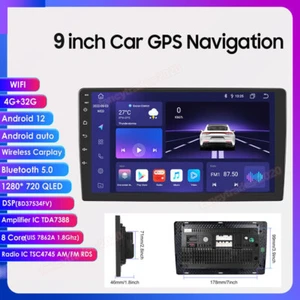 9'' Android 12 RAM 4GB+32GB 2DIN Car Radio RDS Stereo GPS Auto CarPlay DSP 8Core - Picture 1 of 16