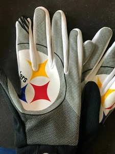 NFL Pittsburgh Steelers Nike TXT-ON Football Gloves Men's Size Style GF0555 - Picture 1 of 4