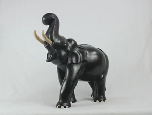 Trunk Up Elephant Statue Feng Shui Home Decor Animal Sculpture Memnto Gift Black - Picture 1 of 8