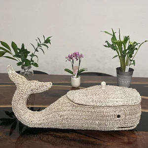 Lidded Bankuan Rope Whale Box-Creative Co-Op New-*Read - Picture 1 of 16