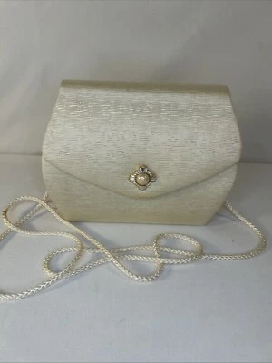 Bolso de mano de noche vintage blanco roto bolso sin asas cierre magnético a presión Foto 1 de 4