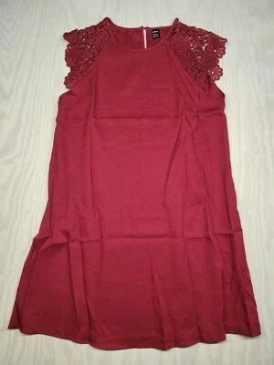 SHEIN Women's Size Large Red Mini Dress Lace Short Sleeves Keyhole Back New - Image 1 of 4