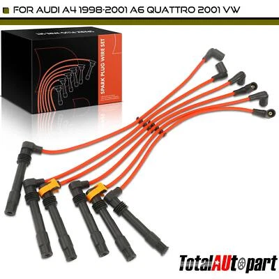 6Pcs Spark Plug Wire Set for Volkswagen Passat Audi A4 1998-2001 A6 Quattro 2001 - Image 1 of 4
