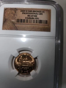 2009D Lincoln Cent SMS Bronze Professional Life NGC MS69 RD! - Picture 1 of 3