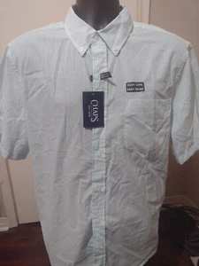 NWT Chaps Easy Care Green Striped Short Sleeve Button Shirt Medium M Men's New - Picture 1 of 14
