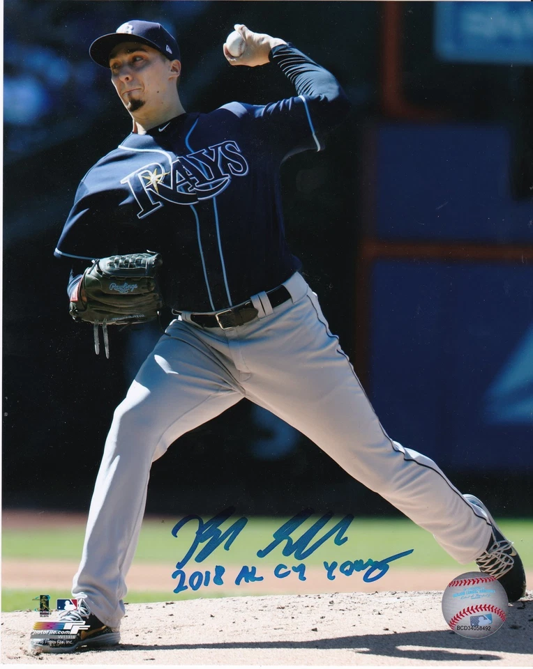 BLAKE SNELL  TAMPA BAY RAYS  2018 AL CY YOUNG   ACTION SIGNED 8x10 - Image 1 of 1