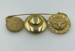 Miriam Haskell Vintage Gold Plated Ornate Safety Pin Brooch - Picture 1 of 5