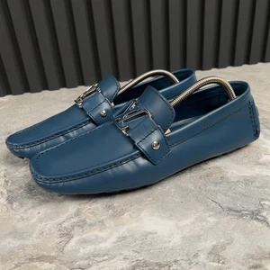 Mocasines de conducción Louis Vuitton Monte Carlo cuero azul 8 LV o 9 EE. UU. o 42 EUR - Imagen 1 de 12
