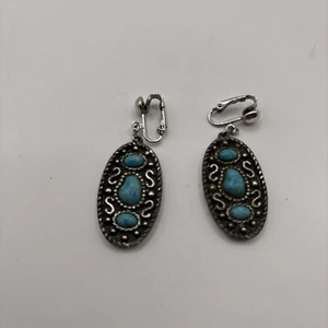 Sarah Covy Teal Clip On Earrings  - Picture 1 of 3