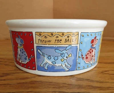 Riviera Van Beers Feed Me Dog Dish 7.5" Signature Stoneware Play with Me - Image 1 of 4