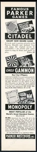 1940 Circle Gammon Backgammon Monopoly Citadel juego Parker Bros anuncio impreso vintage - Imagen 1 de 1